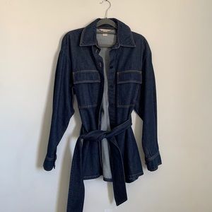 H&M Puff Sleeve Belted Denim Jacket